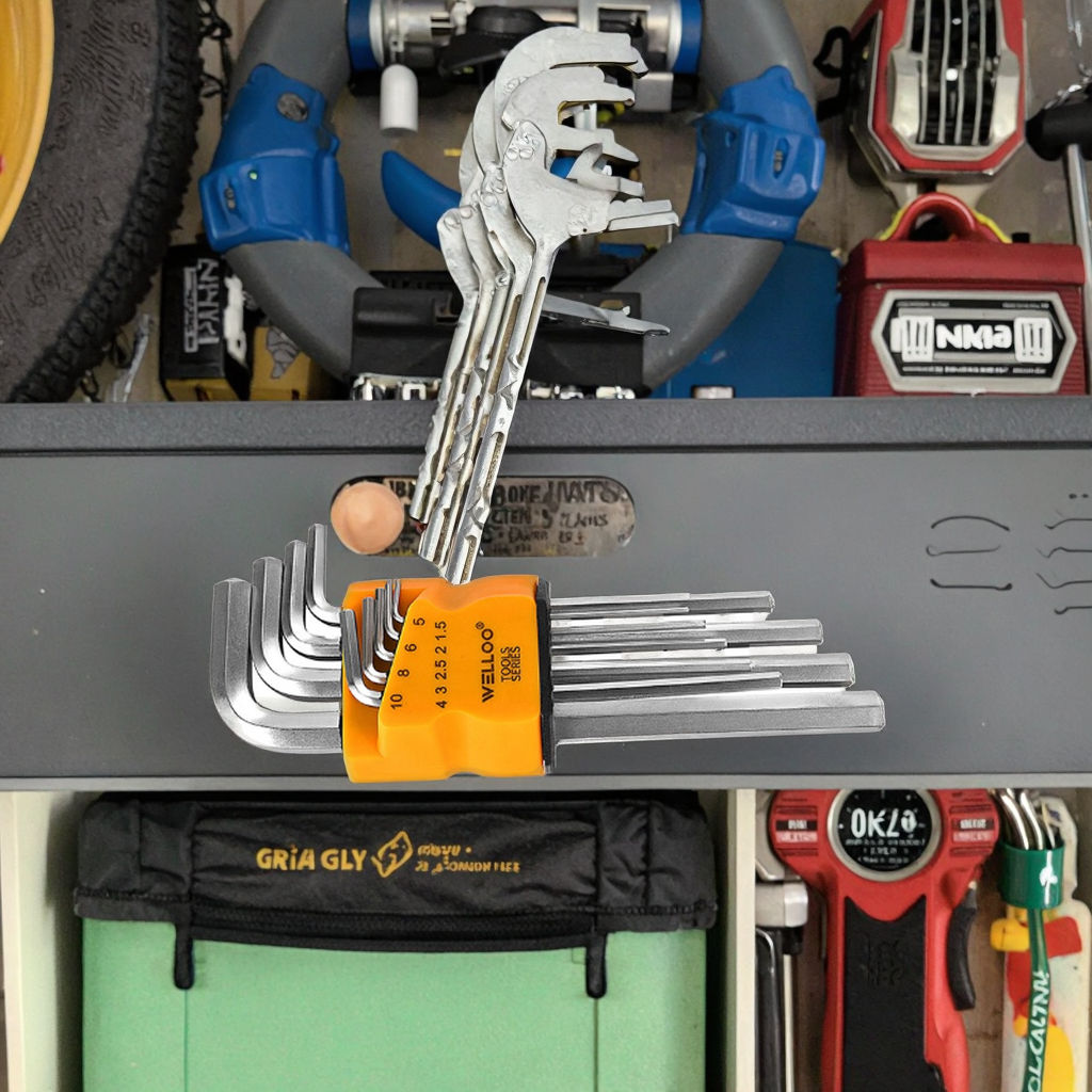 Picture of WELLOO HKF2009S/M/L CRV Flat Hex Key Set crv 9 Pcs Packing satin Finish Chrome alloy key set
