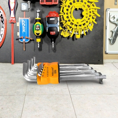 Picture of WELLOO HKF2009S/M/L CRV Flat Hex Key Set crv 9 Pcs Packing satin Finish Chrome alloy key set