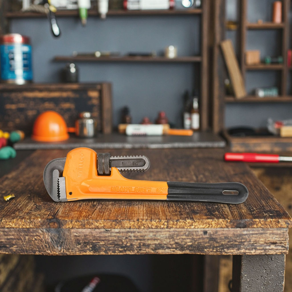 Picture of WELLOO HPW0814 /14" inch Adjustable Heavy Duty Pipe Wrench Cutter with Dip Handle Pipe Wrench