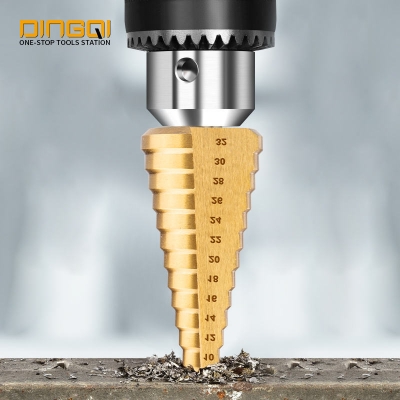 Picture of DINGQI HSS Hot Sale Step Drill Bits 15-60mm Full Size Hex Shank Flute High Speed Steel Step Drill for Metal