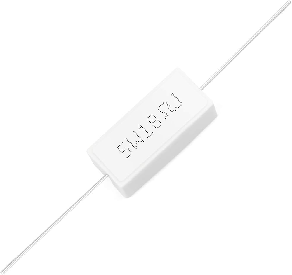 Picture of 5Pcs- 5Watt 18 Ohm Resistor WIREWOUND 18 Ohm 5W Resistor Ceramic Cement Wirewound Resistor 18 Ohm 5 Watt Wire Wound Fixed Cement Resistor 5% Tolerance 2 Pin Leads