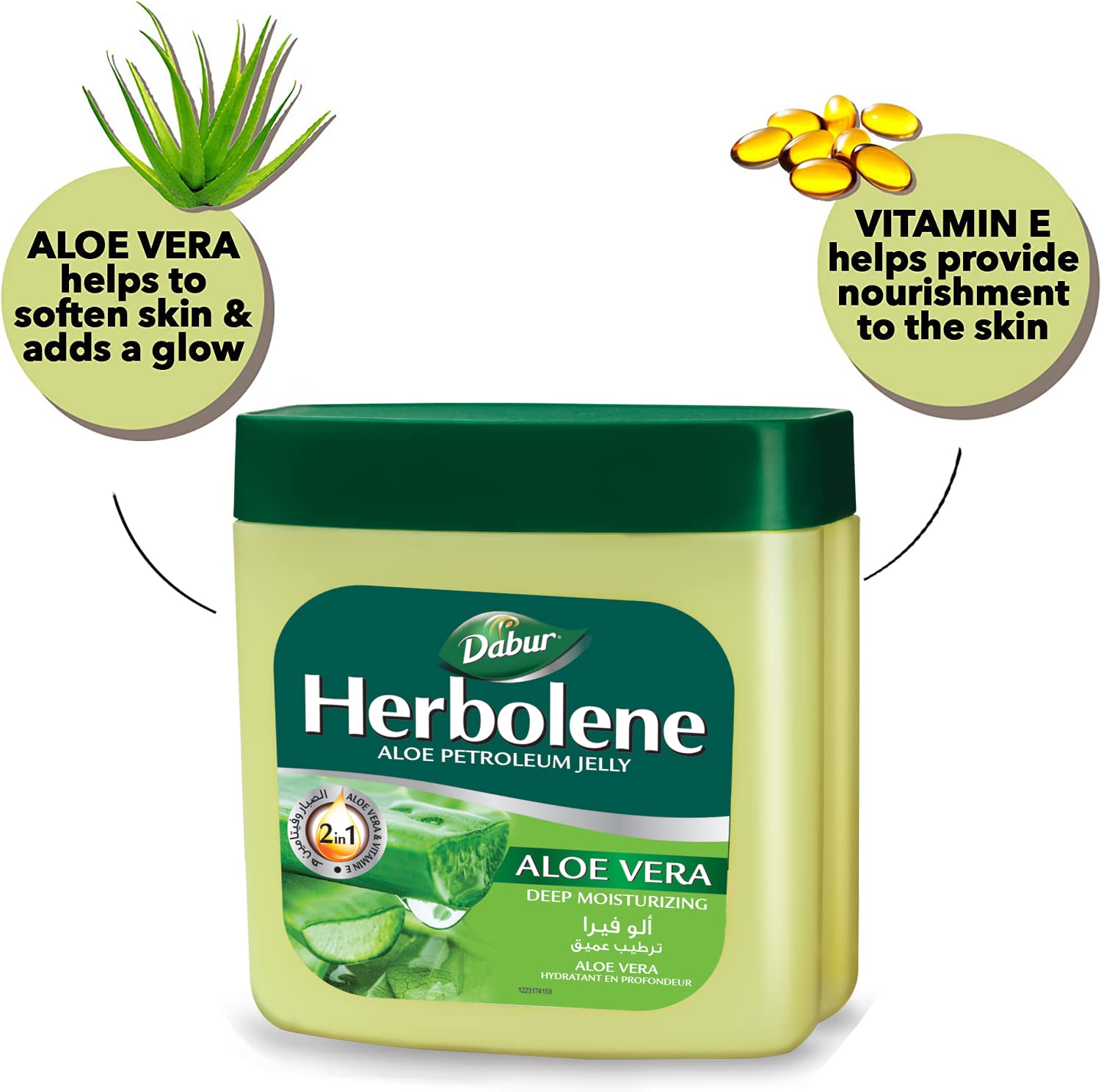 Picture of Roll over image to zoom in Dabur Herbolene Aloe Petroleum Jelly With Aloe Vera & Vitamin E