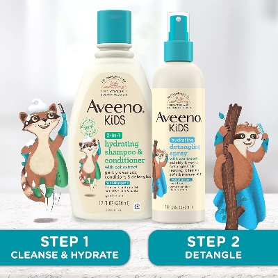 Picture of Aveeno Kids Hydrating Detangling Spray with Oat Extract, Quickly & Gently Detangles Kids' Hair, Tear-Free & Suitable for Skin & Scalp, Light Fragrance, Hypoallergenic