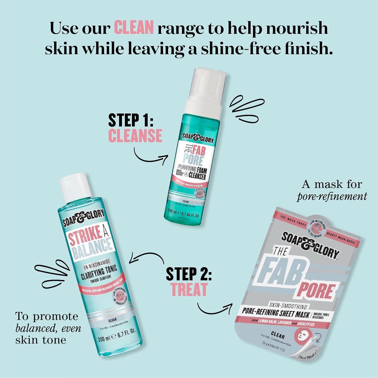 Picture of Soap & Glory Face Soap and Clarity 3-In-1 Daily Detox Vitamin C Facial Wash, 350 ml