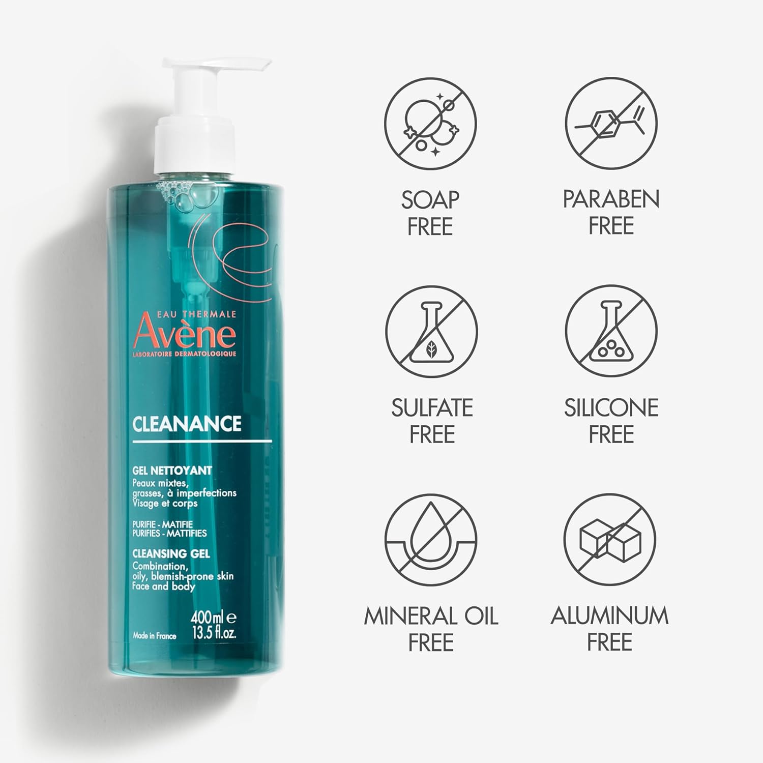 Picture of Avène Cleanance Cleansing Gel Soap Free Cleanser for Acne Prone, Oily, Face & Body, Alcohol-Free