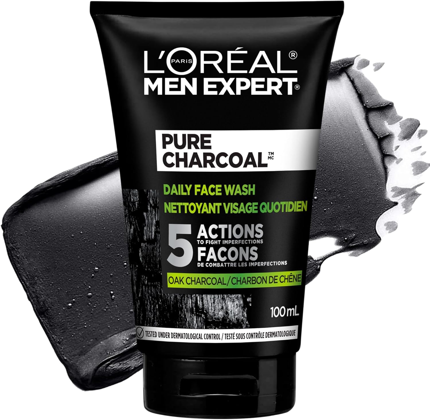 Picture of L’Oréal Paris Men Expert Pure Charcoal Daily Face Wash for Men, Formulated with Black Charcoal & Salicylic Acid to Reduce Oily Skin and Blackheads, 100 ml