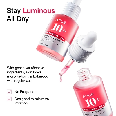Picture of ANUA Niacinamide 10 + TXA 4 Serum, Hyaluronic Acid, Tranexamic acid, Vitamin B12, Facial Serum for Glass Skin, Clarifying, Radiant Complexion with Natural..