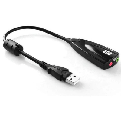 Picture of External USB Sound Card 7.1 Adapter 5HV2 USB to 3D CH Sound Antimagnetic Audio Headset Microphone 3.5mm Port for Laptop PC