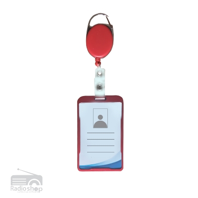 Picture of Metal ID Card Holder with Badge Reel - Red