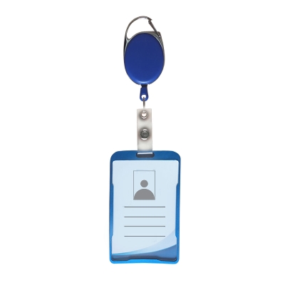 Picture of Metal ID Card Holder with Badge Reel - Blue