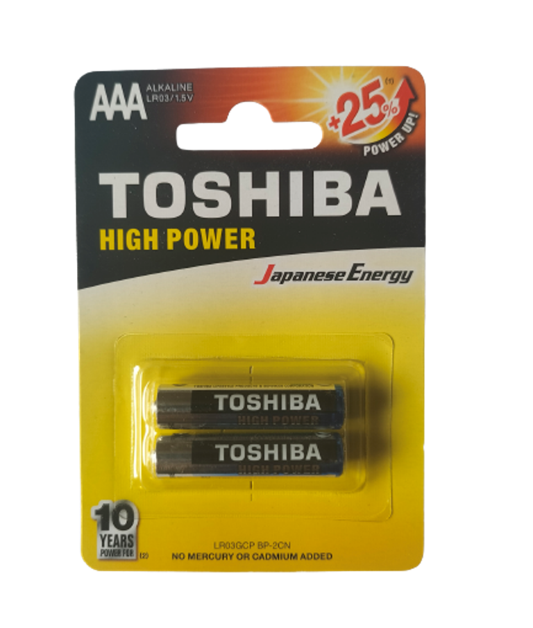 Picture of Toshiba AAA LR03GCP BP-2CN High Power Alkaline Battery, 1.5V, 2 Pieces