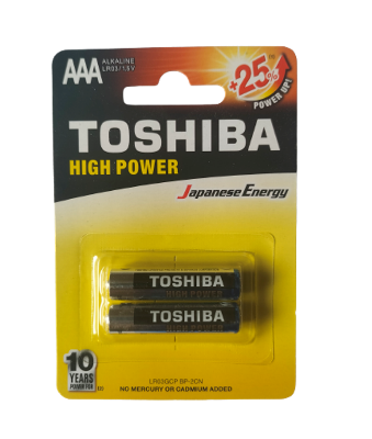 Picture of Toshiba AAA LR03GCP BP-2CN High Power Alkaline Battery, 1.5V, 2 Pieces
