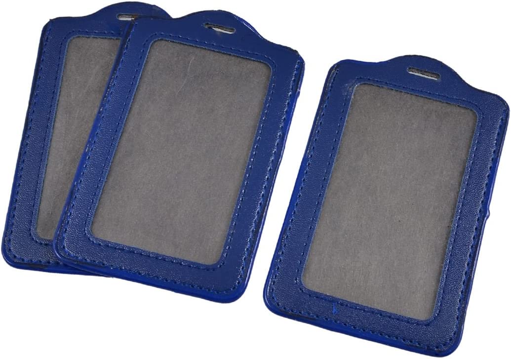 Picture of PU Leather ID Card Badge Holder, Blue, Pack of 3