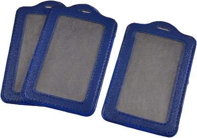 Picture of PU Leather ID Card Badge Holder, Blue, Pack of 3