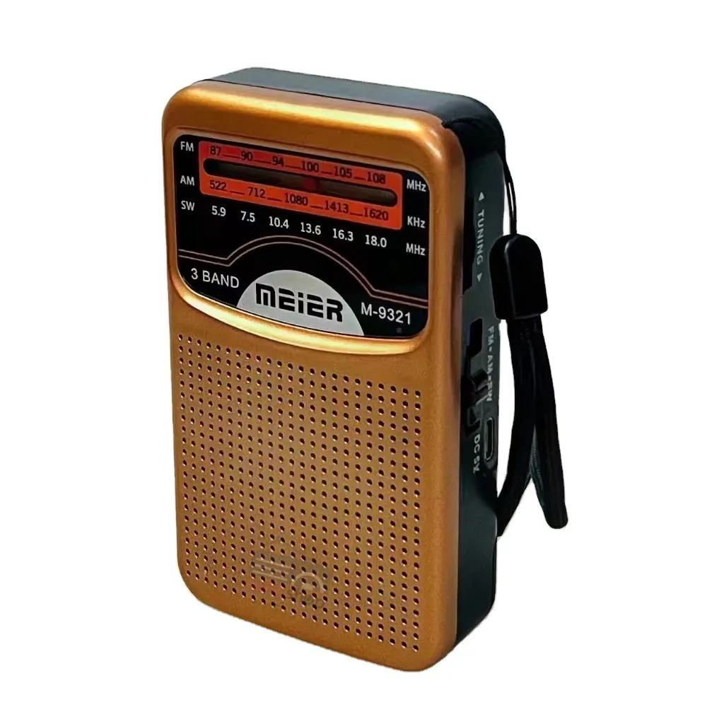 Picture of MEIER M-9321 radio rechargeable fm am sw 3 band radio mini pocket radio - Gold