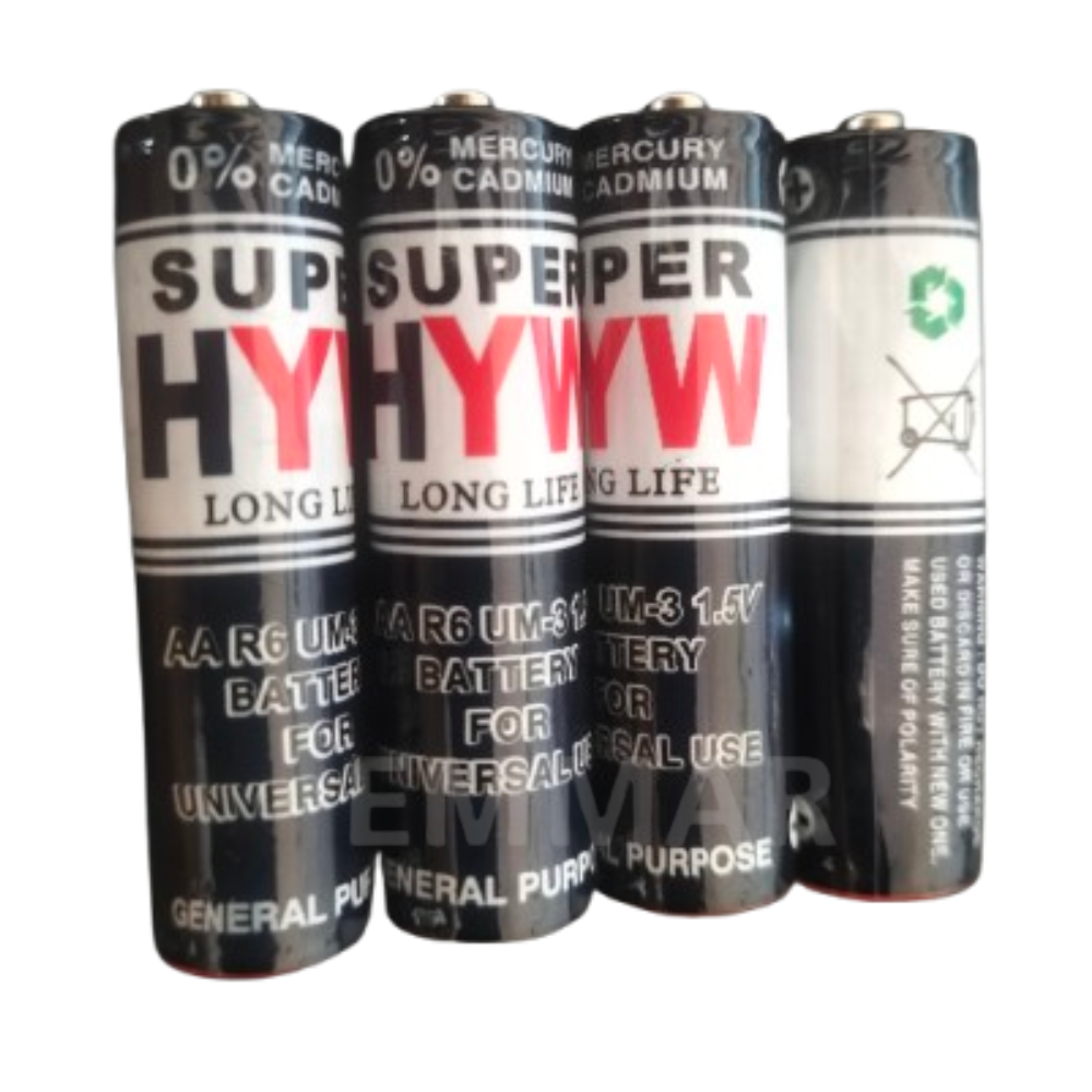 Picture of 4PCS Super HYW AA R6 UM-3 1.5V Heavy Duty Carbon Zinc Battery
