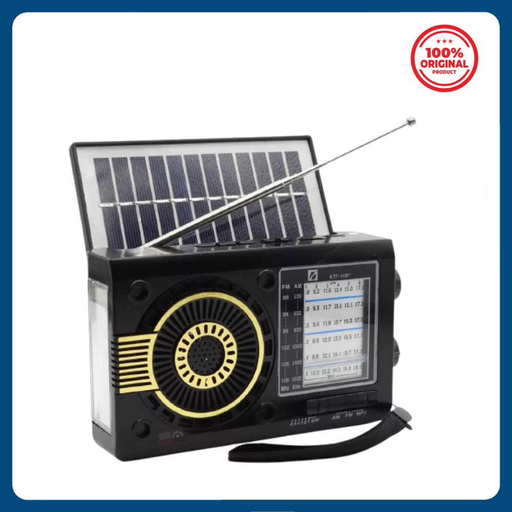 Picture of Kboard KTF-1481 FM/AM/SW Radio Solar Charging BT Speaker MP3 Player TF USB Flashlight - Black