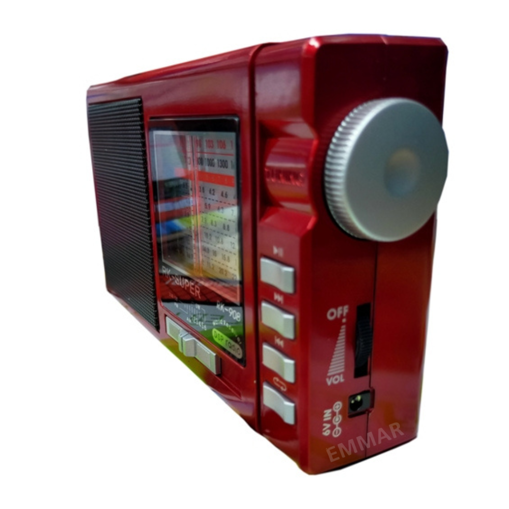 Picture of RK-SUPER RK-908 USB SD Player Torch Light AM FM SW 3-Band Radio - Red