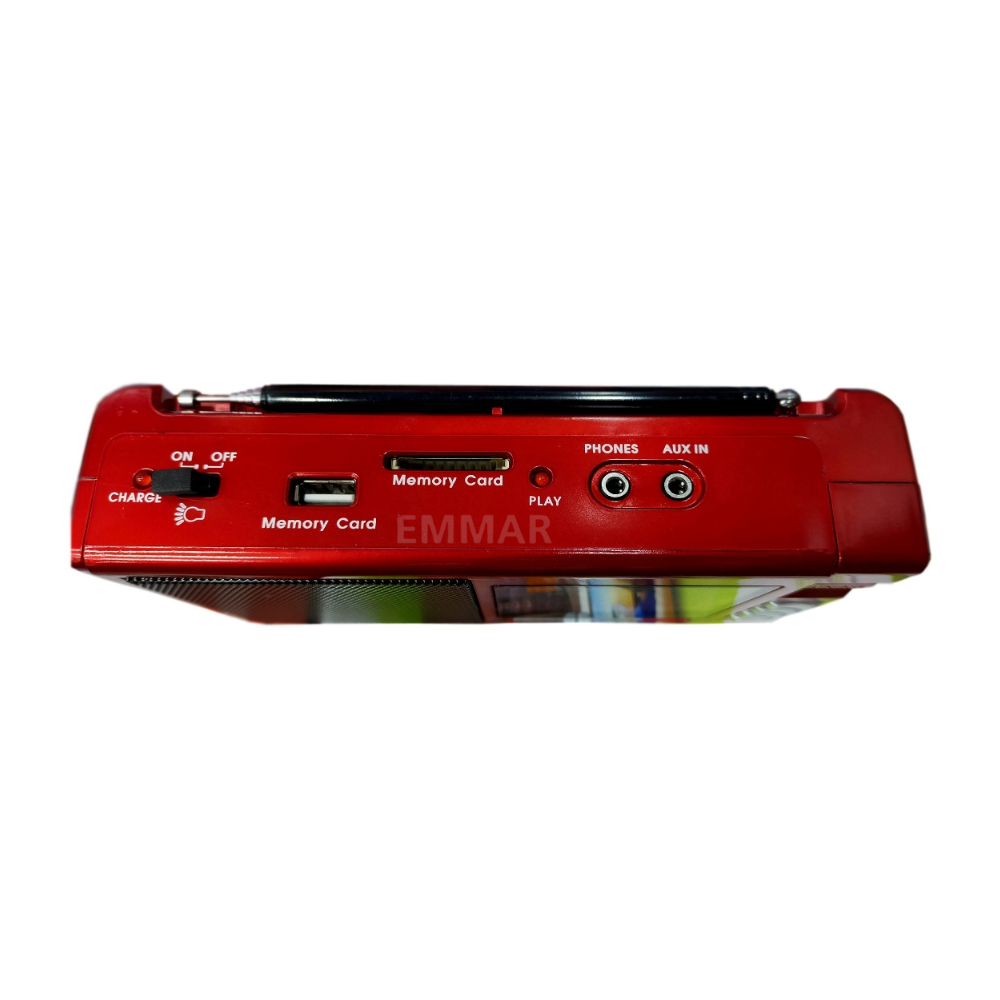 Picture of RK-SUPER RK-908 USB SD Player Torch Light AM FM SW 3-Band Radio - Red