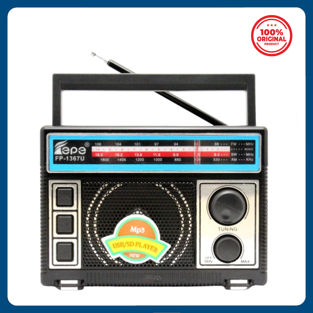 Picture of Fepe FP-1367U AM/FM/SW 3-Band Radio with USB/SD/TF Music Player - Black