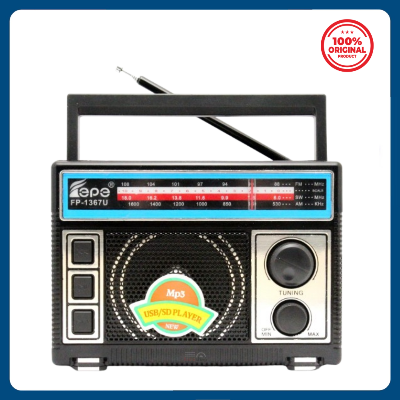 Picture of Fepe FP-1367U AM/FM/SW 3-Band Radio with USB/SD/TF Music Player - Black