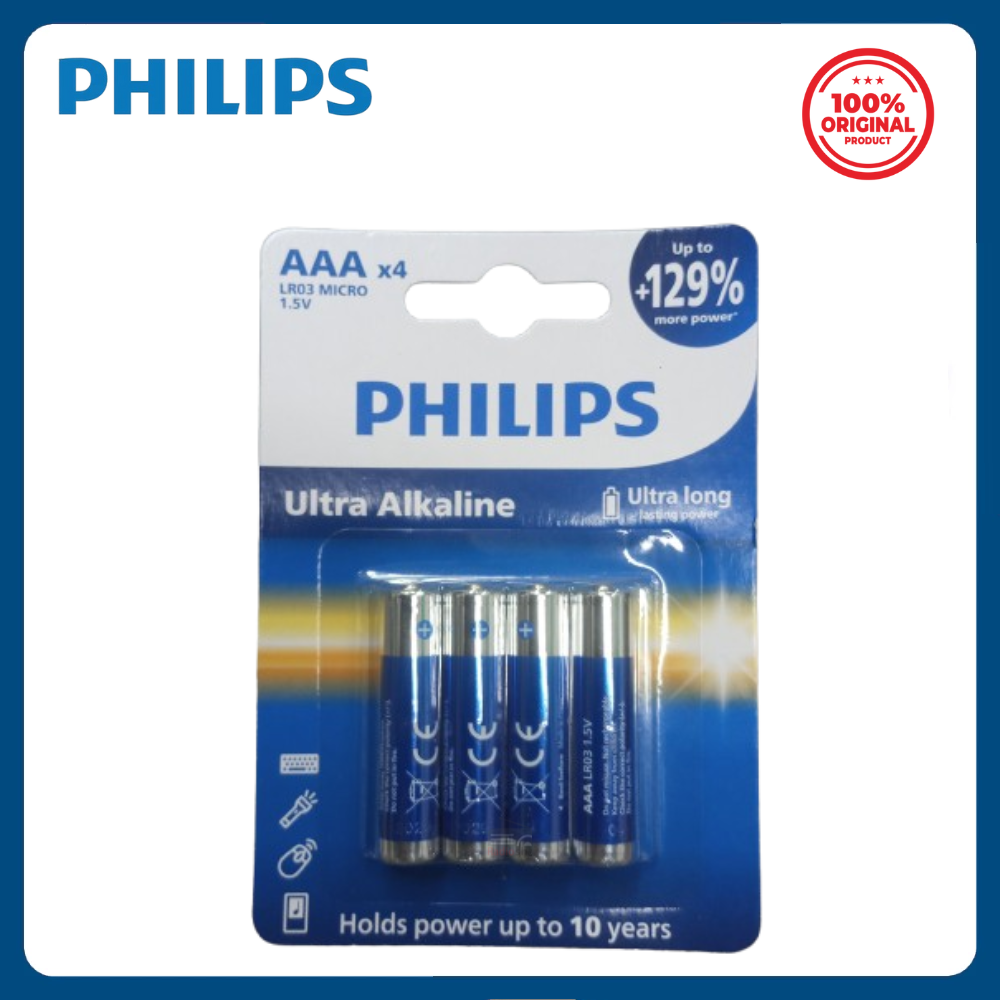 Picture of Philips AAA AM-4 LR-03 1.5V Ultra Alkaline Battery (Blister Pack - 4Pcs)