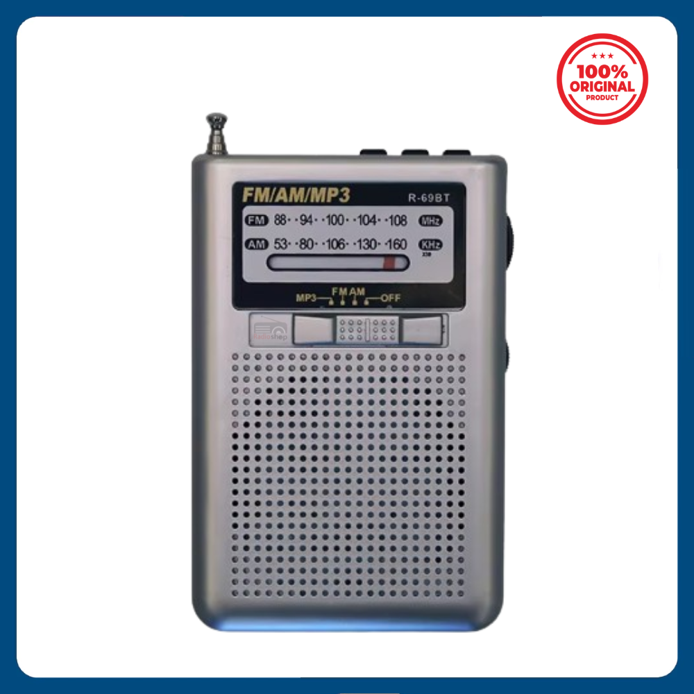 Picture of R-69BT FM/AM 2-Band Radio with USB/TF Wireless Link & MP3 Music Player - Grey