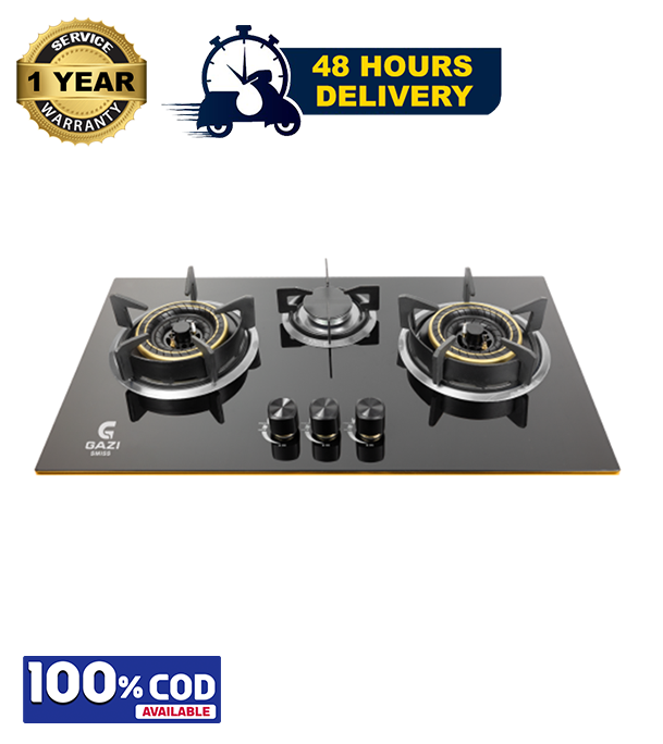 Picture of Gazi Smiss Triple Burner Glass Body Gas Stove EG-B712G (LPG Only)