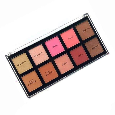 Picture of Chanlanya 10 Color Highlighter, Blush, Contour And Bronzer Palette