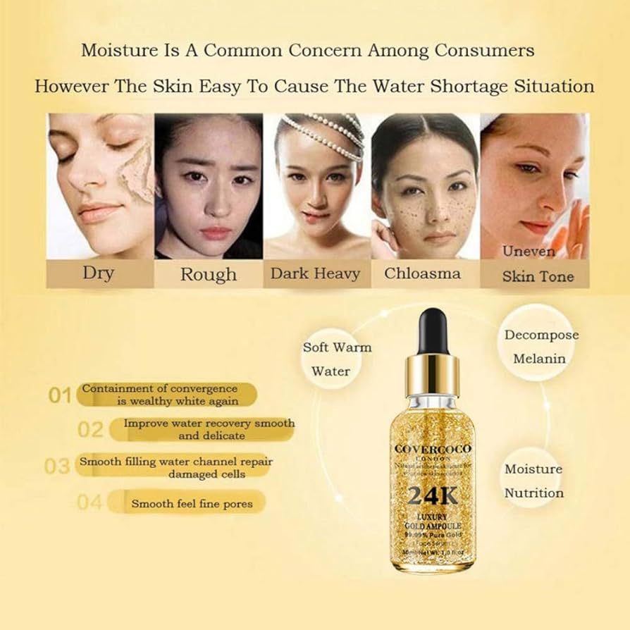 Picture of Luxury Anti Wrinkle Anti-aging Natural Lifting Moisturizing Face Lift Essential Oil 24k Gold Serum-30ml
