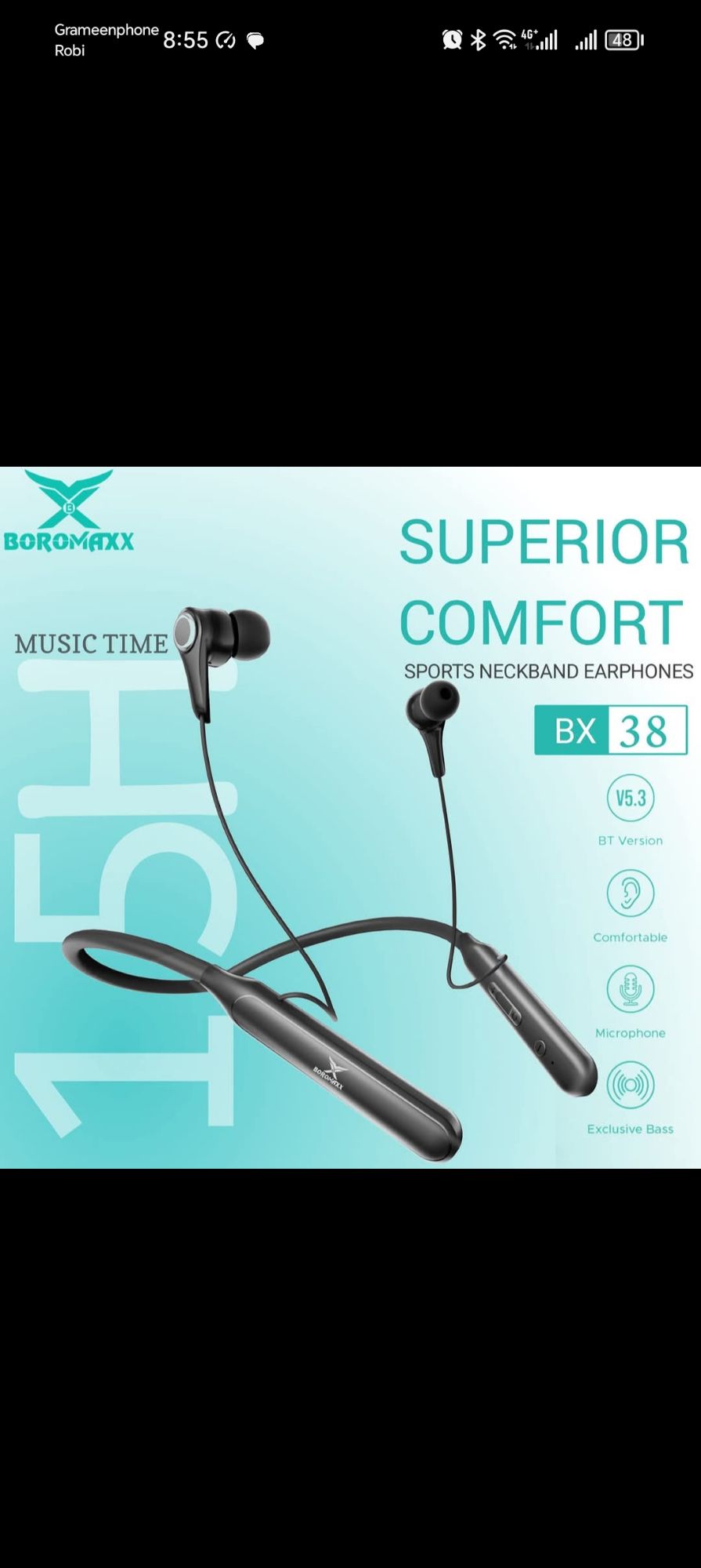 Picture of Boromaxx neck band Bluetooth headphone Bx 38