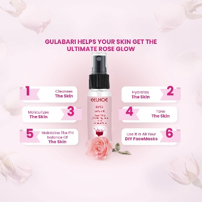 Picture of ROSE WATER TONER by EELHOE Glycerin Hydrating Facial Mist - Dry Combination Skin Care 100% Organic Natural Moroccan Rosewater (Chemical Free)