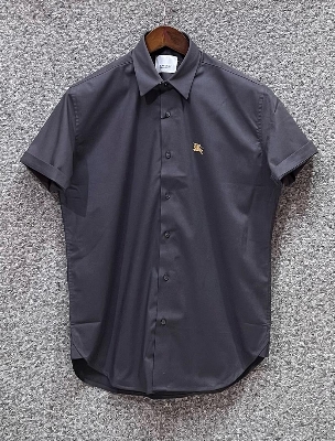 Picture of Burberry Short Sleeve Shirt Golden Logo Charcoal