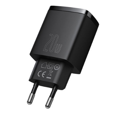 Picture of Baseus Compact Quick Charger 20W With Dual Port U+C Fast Charging Wall Adapter EU Plug For iP 20W (Without Cable)