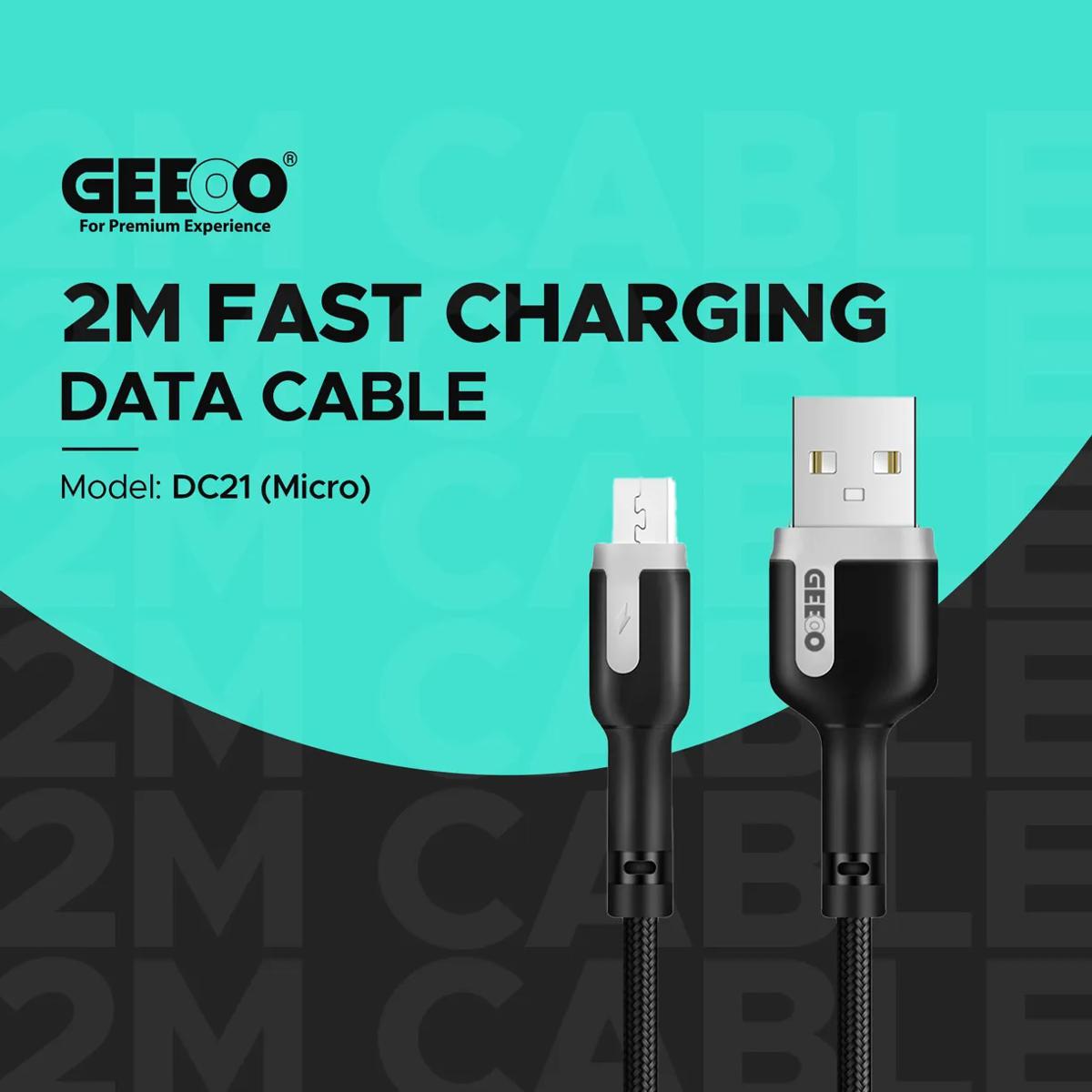 Picture of Geeoo 2.4A Fast Charging Micro Type B Data Cable 2 Meters Support Simultaneous Charging And Data Transmission