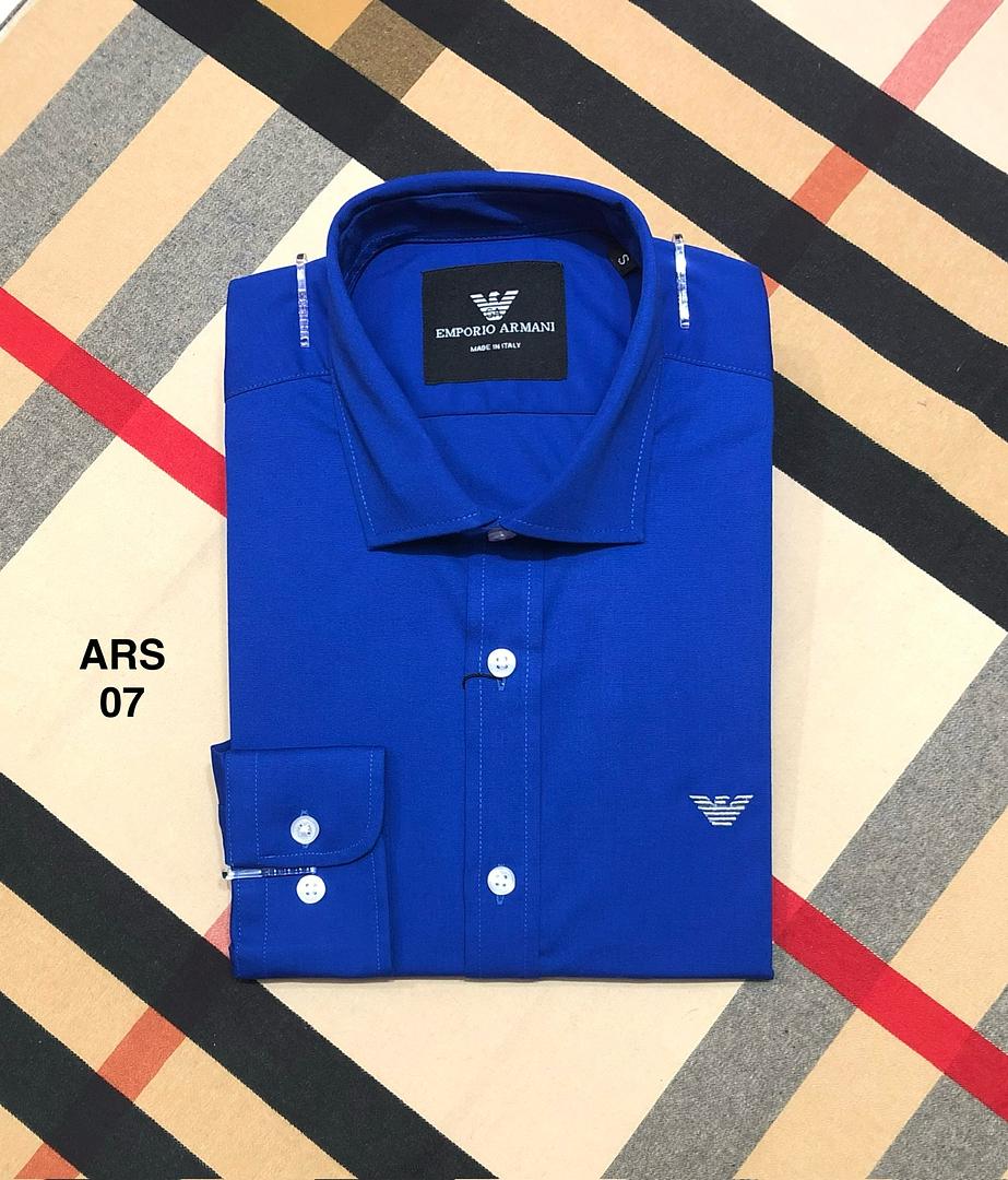Picture of Armani Solid Formal Collar Shirt 07 Royal Blue