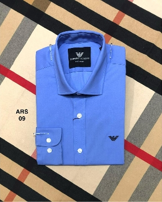 Picture of Armani Solid Formal Collar Shirt 09 Sky