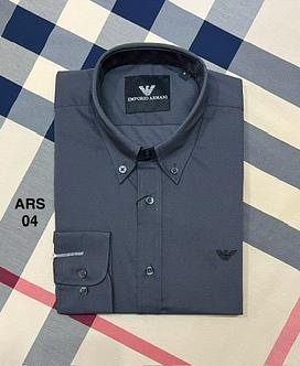 Picture of Armani Solid Shirt Down Button 04 Charcoal