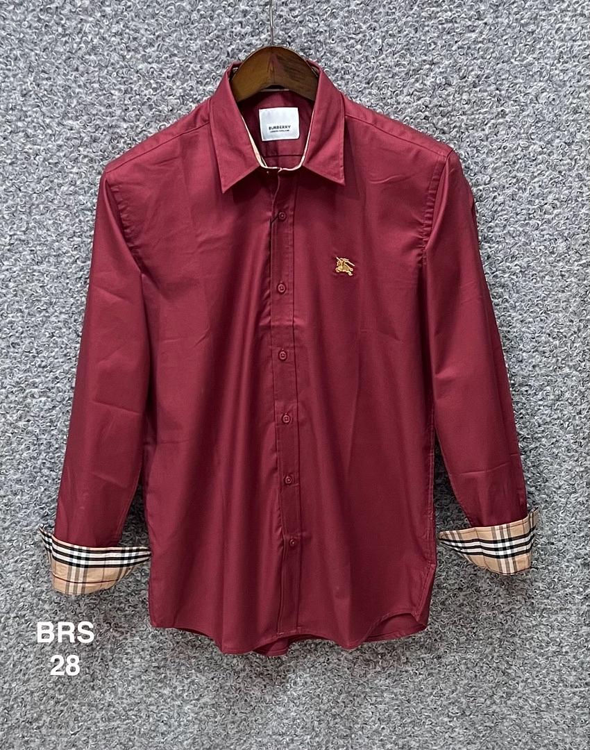 Picture of Burberry Solid Oxford Cane Collar Shirt 28 Marron 2