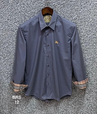 Picture of Burberry Solid Stretch Cane Collar Shirt 12 Ash