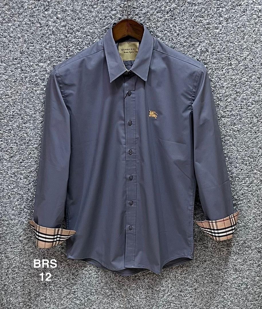 Picture of Burberry Solid Stretch Cane Collar Shirt 12 Ash