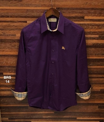Picture of Burberry Solid Stretch Cane Collar Shirt 14 Purple
