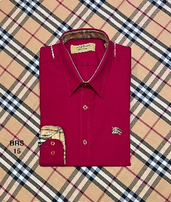 Picture of Burberry Solid Stretch Cane Collar Shirt 15 Red