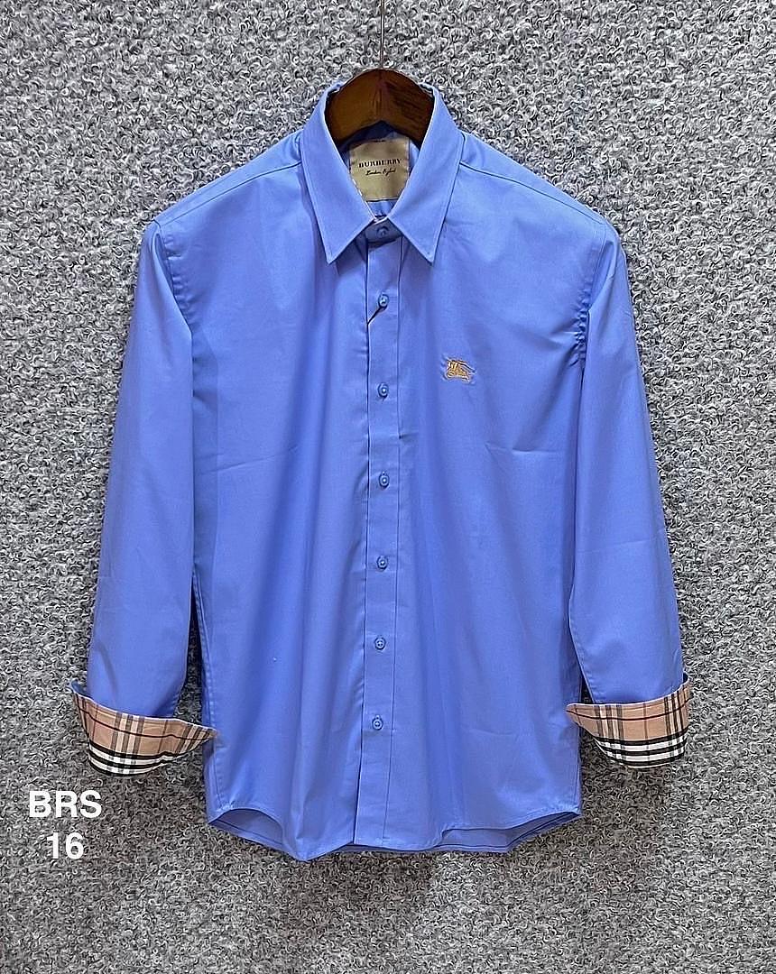 Picture of Burberry Solid Stretch Cane Collar Shirt 16 Sky