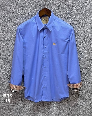 Picture of Burberry Solid Stretch Cane Collar Shirt 16 Sky