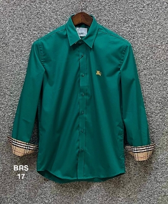 Picture of Burberry Solid Stretch Cane Collar Shirt 17 Green