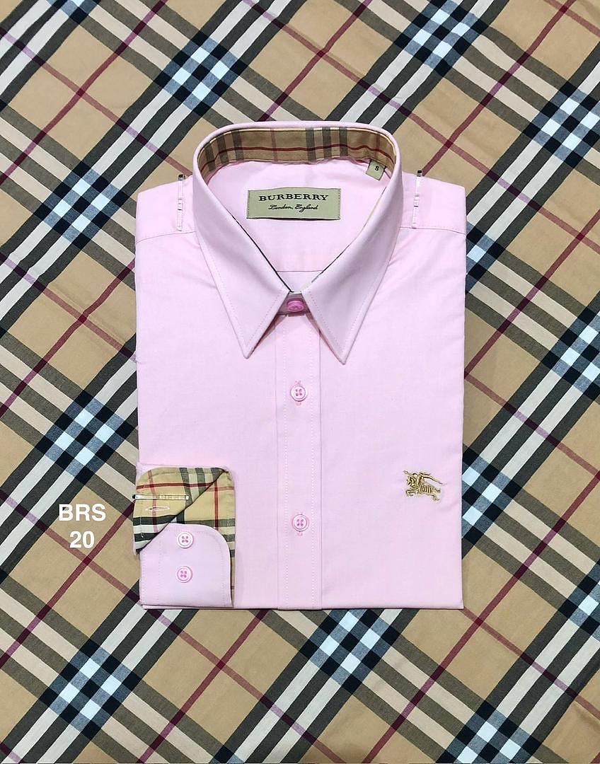 Picture of Burberry Solid Stretch Cane Collar Shirt 20 Pink