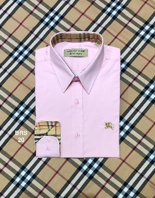 Picture of Burberry Solid Stretch Cane Collar Shirt 20 Pink