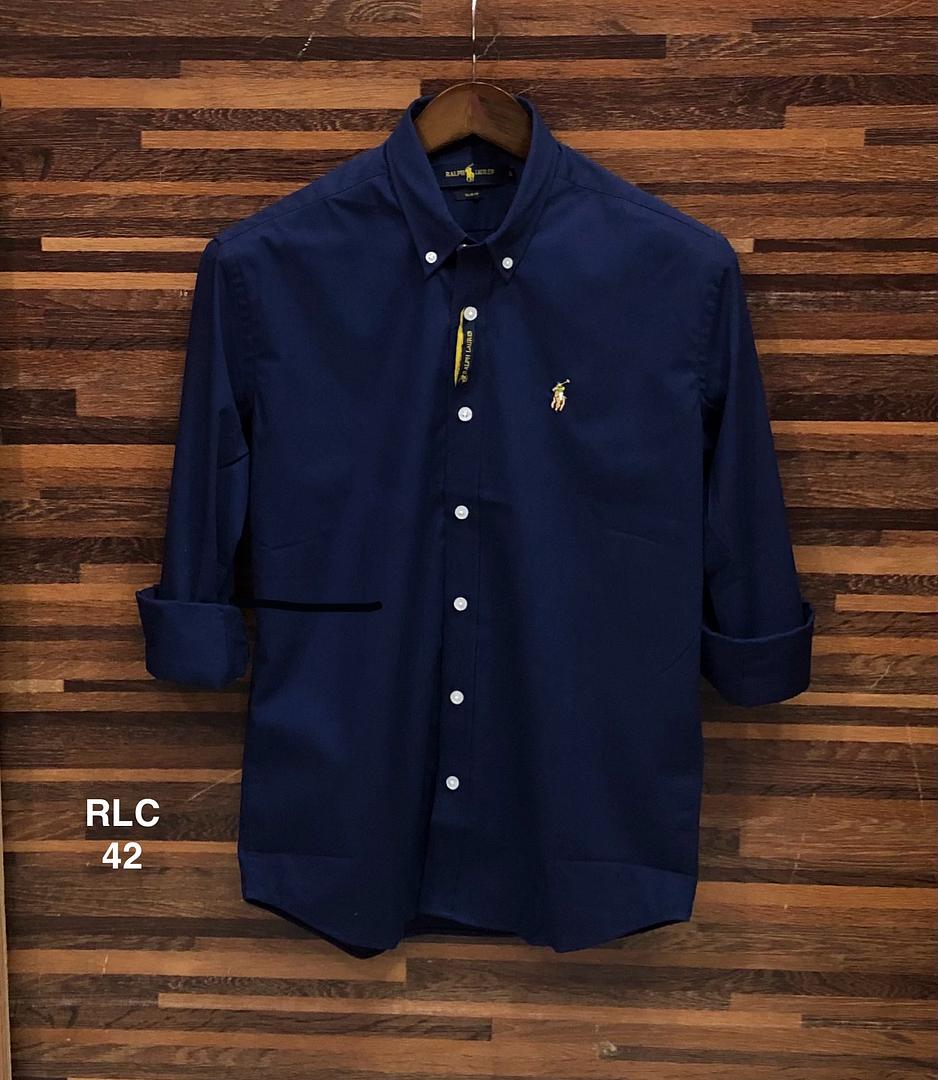 Picture of Ralph Lauren Stretch Solid Shirt 42 Navy (white button)