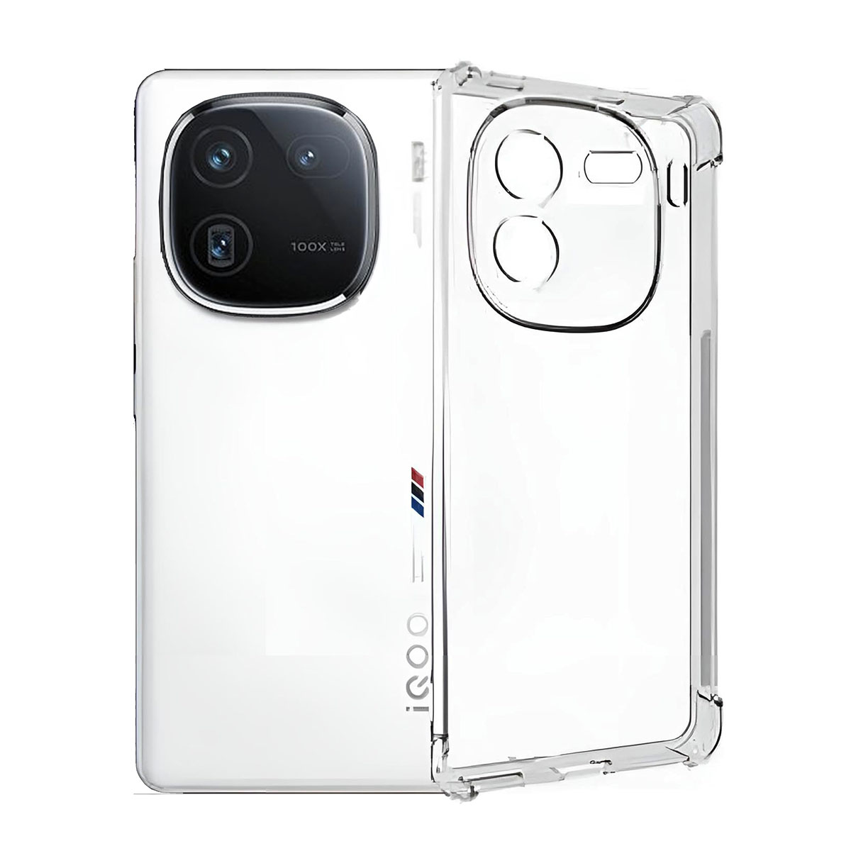 Picture of Shockproof & Transparent Crystal Clear Back Cover Case / Matte Protective Lens Flexible Back Cover for Vivo iQOO 12 5G | Slim Silicone Cover with Soft Lining Shockproof Full Body Bumper Case